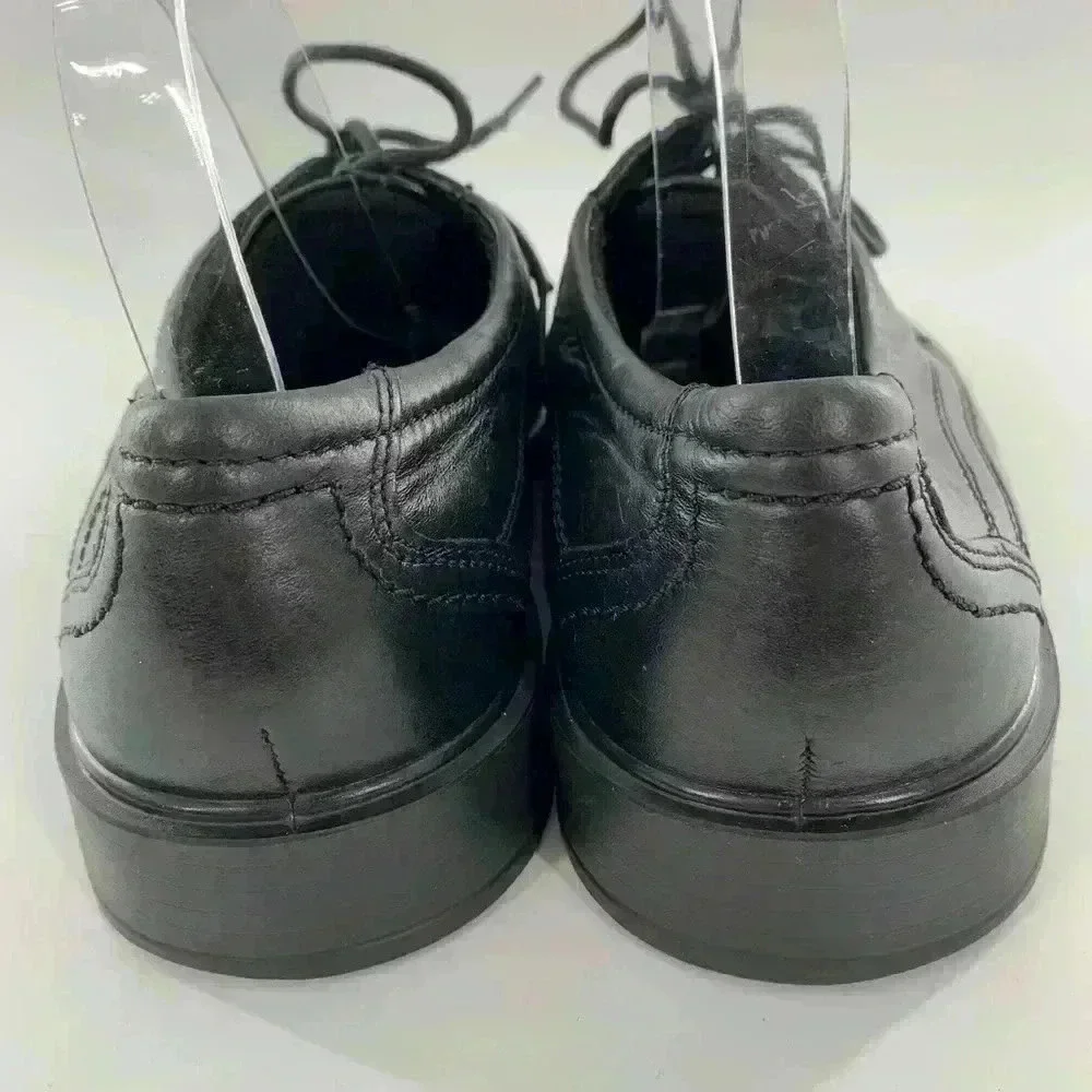 Ecco mens oxfords size 44 black leather lace up square toe